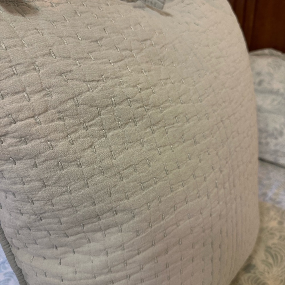 Elegant Sage Green Quilted Pillow Shams - Picture 3 of 3